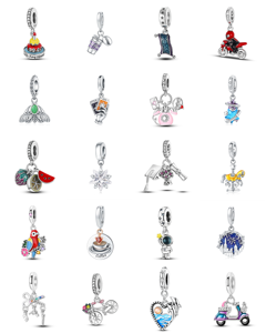 Perles pendentifs breloques thème océan (Dauphin, Baleine) en <span class=keywords><strong>argent</strong></span> sterling plaqué, zircon taille rose, sertissage en canal, unisexe, pour <span class=keywords><strong>bracelet</strong></span> DIY - Product Image 1