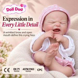 Custom 13 inch <b>Silicone</b> <b>Reborn</b> Baby Doll Crying Face Pink Hat White Top Lifelike Hand Painted Thanksgiving Gift for Kids - Product Image 2