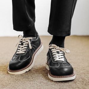 2025 automne hommes fond épais Style britannique étudiants <span class=keywords><strong>petites</strong></span> chaussures en cuir Oxford fond blanc à lacets mode tendance chaussures - Product Image 5