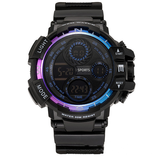 Men's Electronic Sports Watch with Luminous Feature Junior High School Students' Youth Sports Stop Watch Plastic Band Material