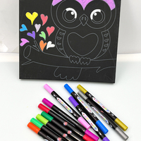 Marqueurs à double pointe en feutre personnalisés, pointe en coton, pointe à base d'eau, assortiment de couleurs à double pointe, encre permanente, marqueurs acryliques