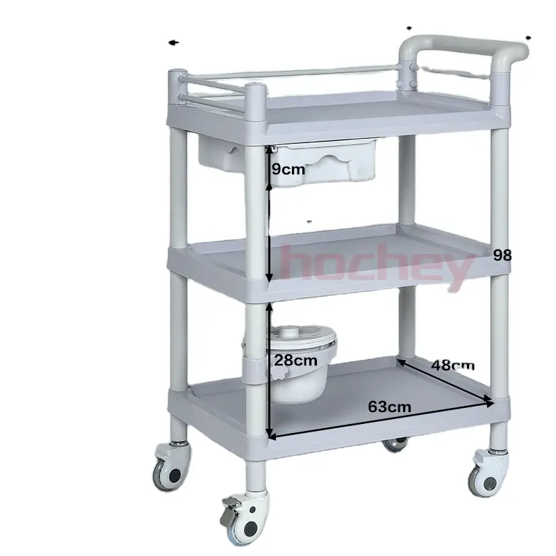 Hochey Medical Wholesale Custom Facial Furniture White Hairdressing Cart Beauty Salon Trolley