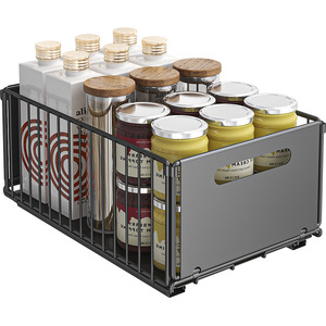 Étagère de <span class=keywords><strong>rangement</strong></span> de cuisine pliable à un seul niveau pour épices, avec panier coulissant pour évier et tiroir extractible en fil métallique - Product Image 5