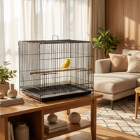 50 #   Cage d'élevage pliable en fer thermolaqué écologique avec plateau en plastique à motif solide et fermeture à bouton pour petites races d'oiseaux