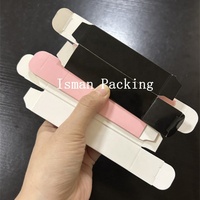 Boîte en carton pliable ISMAN pour gloss à lèvres carré, W25*H87mm, rose, blanc, noir, emballage pour maquillage, vente en gros, logo personnalisé