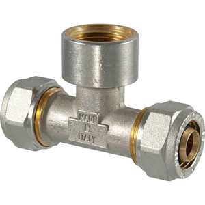 Raccord de compression TEE femelle haute pression 20X3/4X20 Surface lisse laiton et cuivre pour tuyau 50mm PN16 - Product Image 1