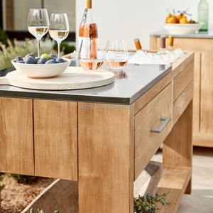 Furnitur komersial Poolside kabinet Bar troli keranjang luar ruangan dengan wastafel dan menarik troli dapur - Product Image 4