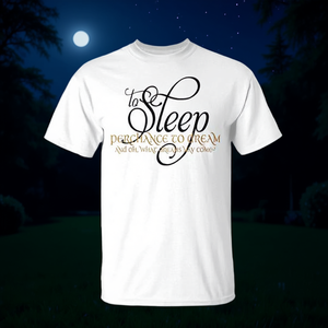 Camiseta blanca unisex de manga corta con cuello redondo para adultos con cita de Shakespeare: To Sleep Perchance To Dream - Product Image 2