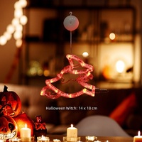 Guirlande lumineuse LED d'Halloween à suspendre aux fenêtres, en plastique durable, avec ventouses, motifs citrouille, araignée, chauve-souris, fantôme, sorcière, pour décoration de fête intérieure