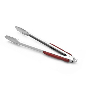 Stainless Steel <b>Tongs</b> With Red Handle 2 Pieces For <b>Kitchen</b> Food Serving And Grilling - Product Image 5