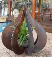 Sculpture ornementale personnalisée en acier corten, grand pot à fleurs