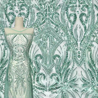 Vente flash : Tissu de dentelle brodée en maille à sequins perlés, 100 % polyester, écologique, de luxe, pour robes de mariée