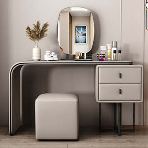 Moderna Toeletta da Camera da Letto per Donna con Mobile Integrato, 2 Cassetti Portaoggetti e Specchio Illuminato - Product Image 1