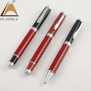 Gedruckte bedruckte Firmenlogo Signatur Kohle faser Biros Roller Ball Stifte für Geschenk Werbung roten Kohle faser Stift