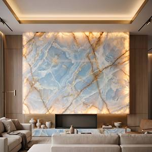 <span class=keywords><strong>Dalle</strong></span> d'onyx bleu naturel de luxe de taille personnalisée pour mur de fond comptoir de cuisine plancher de salle de bain dessus de table basse - Product Image 2