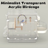 Grande Cage à Oiseaux Moderne de Luxe en Acrylique et Métal pour Perroquets, Modèle Villa à Broderie Oculaire, de Taille Moyenne