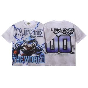 เสื้อยืดแขนสั้นทรงหลวม คอกลม สไตล์ฮิปสเตอร์ ลายปั๊มร้อน สำหรับผู้ชายและผู้หญิง - Product Image 4