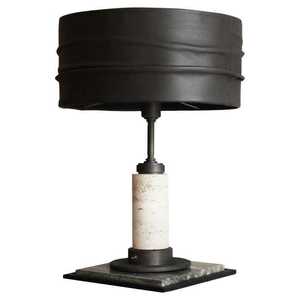 Lampe de table minimaliste moderne avec base en marbre et abat-jour noir pour la décoration de la maison, de la chambre ou du salon - Product Image 1