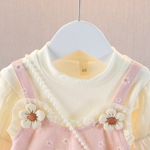 Abbigliamento per Bambine, <span class=keywords><strong>Vestito</strong></span> Primaverile e Autunnale 2025, Gonna Floreale Finta a 2 Pezzi con Coniglietto - Product Image 6