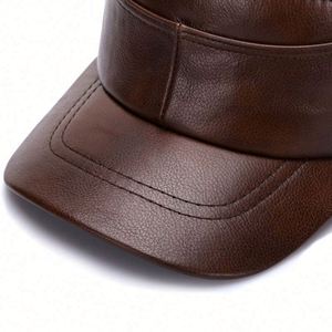 Vintage Men's Sports <b>Cap</b> Real Cowhide Material Warm <b>Flat</b> Design for Autumn Winter Custom Logo Street Style Common Fabric Feature - Product Image 3