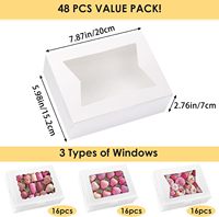 48 boîtes à pâtisserie en carton, 3 styles avec fenêtre, 8x6x2.5 pouces, jetables, qualité alimentaire |   Boîtes à biscuits et desserts fabriquées en Chine pour
