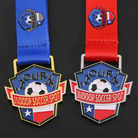 Médaille de sport en métal personnalisée en or, argent, bronze, émail doux, logo en forme 3D, football, soccer