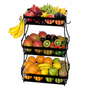 Étagère de rangement multifonctionnelle réglable à trois niveaux non pliable en fer pour le stockage de collations et de fruits - Product Image 1