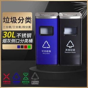 Stainless steel foot-operated, <b>lidded</b> recycling <b>bins</b> for indoor use (two, three, four types of waste <b>bins</b>) and commercial use. - Product Image 2