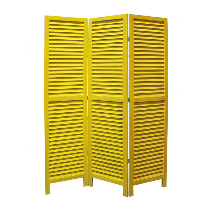 HMS 48\" X 67\" Black Wood Shutter Screen Elegant Room Divider