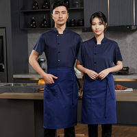 Seragam Koki Unisex Lengan Pendek Bahan Polyester Mesh Bernapas dengan Logo Kustom Grosir untuk Restoran, Hotel, Dapur, Semua Musim