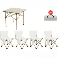 Table pliante et chaises à cadre en acier Oxford 600D Ensemble mobilier d'extérieur moderne 4 pièces portable pour camping et pique-nique