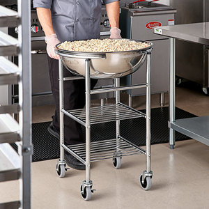2-Tier Mixing Bowl Stand Trolley, Stainless Steel Double Layer Mixing Bowl Holder Cart with Wheels - Product Image 1