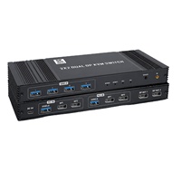 Monitor Dual Profesional Hardrock 8K para Conmutador KVM, Concentrador USB 3.0, Aleación de Aluminio, Multi-OS, para Juegos, PC, Creadores y Estaciones de Trabajo