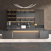 LBZ-164X Bureau de direction de luxe haut de gamme avec armoire latérale, design ovale moderne, mobilier commercial