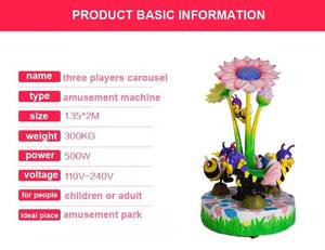 Manège miniature à 3 places, parc d'attractions, machine de jeu électronique à pièces pour enfants, vente chaude - Product Image 3