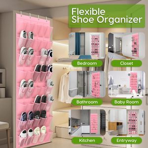 Over The Door <b>Shoe</b> Organizer 40 Pockets Mesh Hanging Rack For <b>Shoes</b> <b>Storage</b> Behind Door Wall Mount Pink - Product Image 3