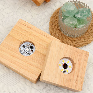 Lumière blanche Base de lampe à LED en bois Interrupteur de câble USB Veilleuse moderne pour lampe de nuit à LED 3D Base de lumière à LED en bois - Product Image 4