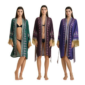 Middle East Festival Ethnic Floral Tassel <b>Robe</b> Elastic Waist Satin Loose Comfortable <b>Women</b> Loungewear Ramadan Eid Al Fitr Eid Al - Product Image 5