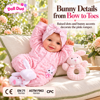 Maßgefertigte 13 Zoll Silikon Reborn Baby-Puppe Lächelnder Neugeborener im Rosa Hasen-Schlafanzug Realistisch Handbemalt Feiertagsgeschenk für Kinder