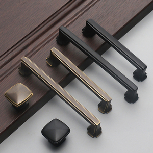 欧洲纯黄铜复古橱柜门把手衣柜抽屉古董青铜拉手旋钮 - Product Image 1