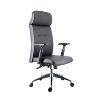 Chaise de direction réglable de style moderne pour bureau à domicile en cuir synthétique avec appui-tête en PP en acier et aluminium inclus