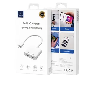 WiWU 2 Di 1 Audio Adaptor IOS untuk Dual Light-Ning dengan Built-In Mikrofon Dukungan Chargeing dan panggilan Telepon Yang Sama