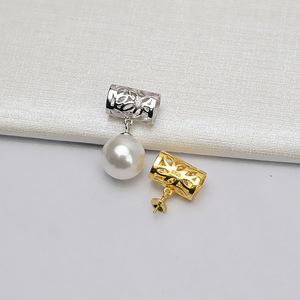 Pendentif en argent S925 Wenchi avec perle, modèle simplifié, accessoires de bijoux DIY, composants semi-finis, référence 13918 - Product Image 2