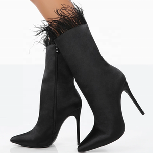 Bottes à talons hauts pour femmes, bout pointu, en fourrure douce faite à la main, nouveau design, sur mesure, grande taille 43, pour robe - Product Image 5