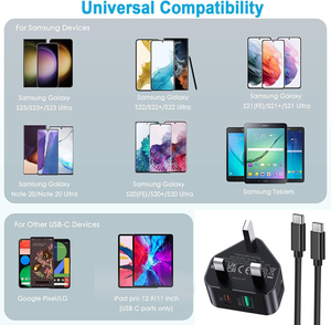 <span class=keywords><strong>Chargeur</strong></span> de téléphone 20W UK avec câble Type C vers Type C de 3 pieds pour une charge rapide des téléphones Samsung S23/S22/S21/S20/S20fe/<span class=keywords><strong>A04S</strong></span> - Product Image 6