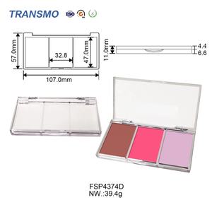 Boîtier compact carré 3 compartiments pour poudre, blush crème, palette de fards à paupières 3 couleurs, vide, en cristal - Product Image 2