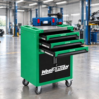 Chariot à outils à trois tiroirs, porte avec étagère réglable, verrouillable, mobile, OEM ODM, métal industriel, capacité de charge de 300 kg, chariot à outils de garage