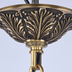 Classic Antique Brass Chandelier European Frosted Glass Pendant <b>Light</b> for Hotel <b>Dining</b> Room Factory Customized indoor lamp - Product Image 3