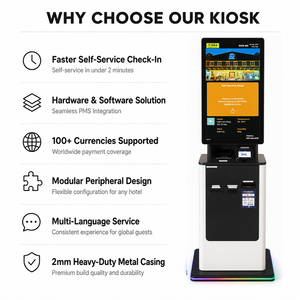 23,6 ''27 32-Zoll-Zahlungsterminal <span class=keywords><strong>für</strong></span> Hotel Self Check in Barzahlung Kiosk mit Kartensp ender und Passport Scanner - Product Image 1