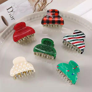 Pinzas de Pelo Acrílicas Pequeñas de Estilo Coreano para Navidad, con Perlas Elegantes, para Mujeres y Niñas, Venta al Por Mayor - Product Image 1
